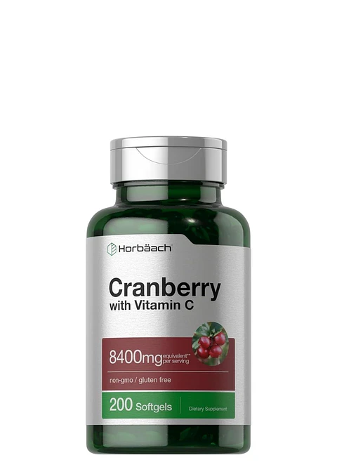 Horbäach Cranberry (Arandanos) con Vitamina C 8400 mg – 200 Cápsulas Blandas | Salud Urinaria, Inmunidad y Antioxidantes Naturales | Colombia