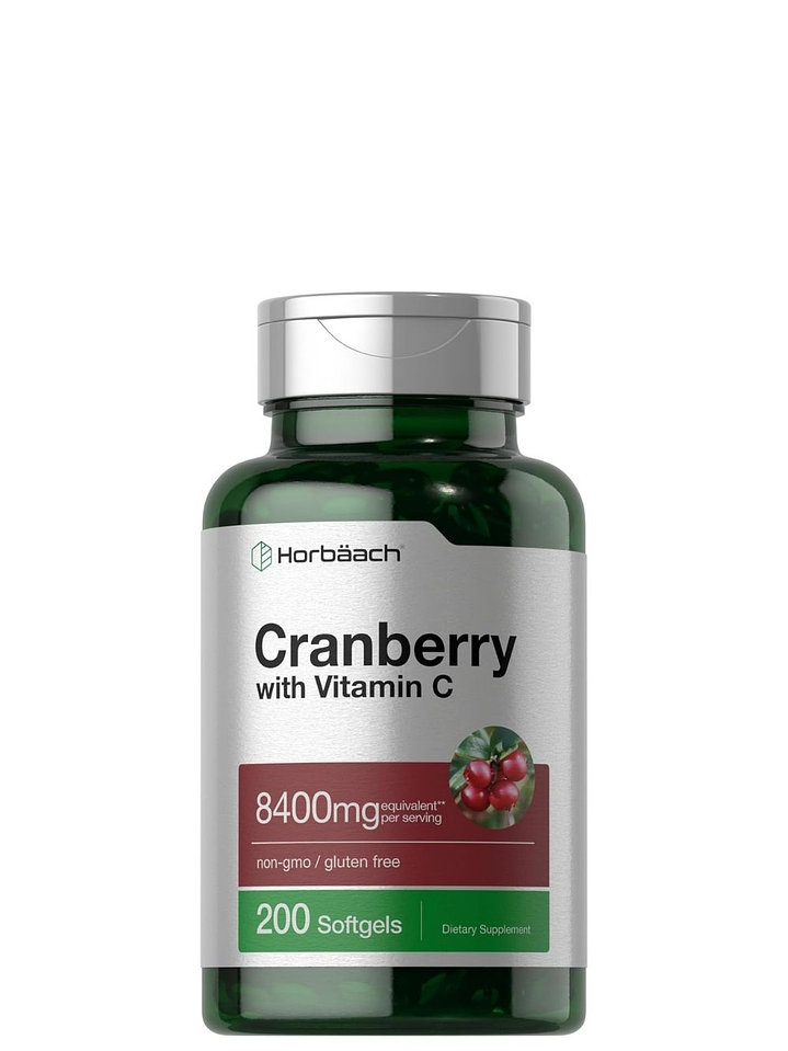 Horbäach Cranberry (Arandanos) con Vitamina C 8400 mg – 200 Cápsulas Blandas | Salud Urinaria, Inmunidad y Antioxidantes Naturales | Colombia 1