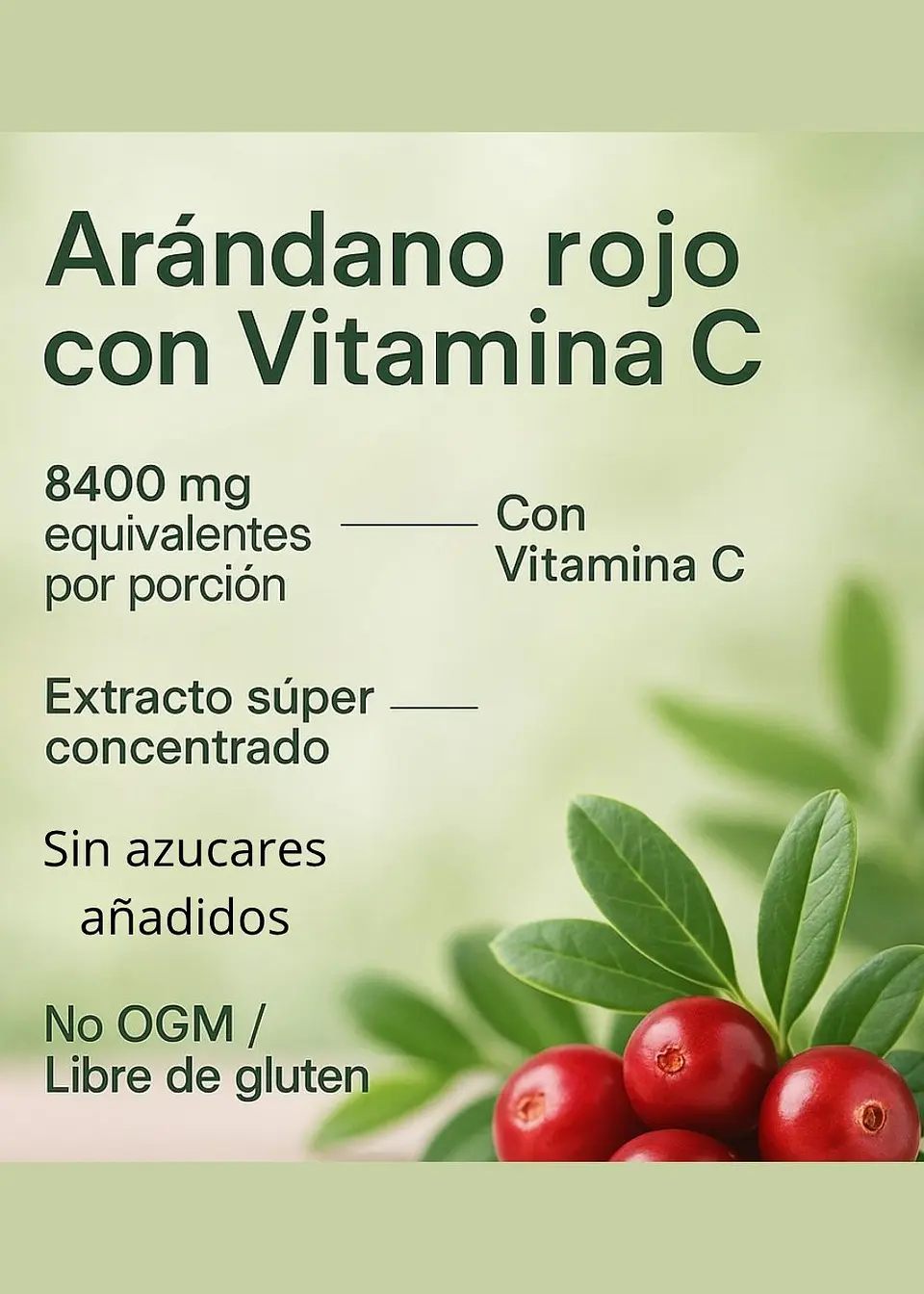 Horbäach Cranberry (Arandanos) con Vitamina C 8400 mg – 200 Cápsulas Blandas | Salud Urinaria, Inmunidad y Antioxidantes Naturales | Colombia 2