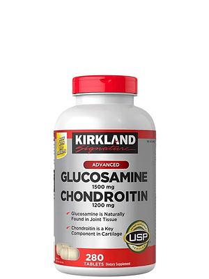 Kirkland Glucosamina + Condroitina 1500 mg | 280 tabletas | Apoyo para articulaciones, cartílagos y movilidad | Alivio y bienestar articular | Colombia
