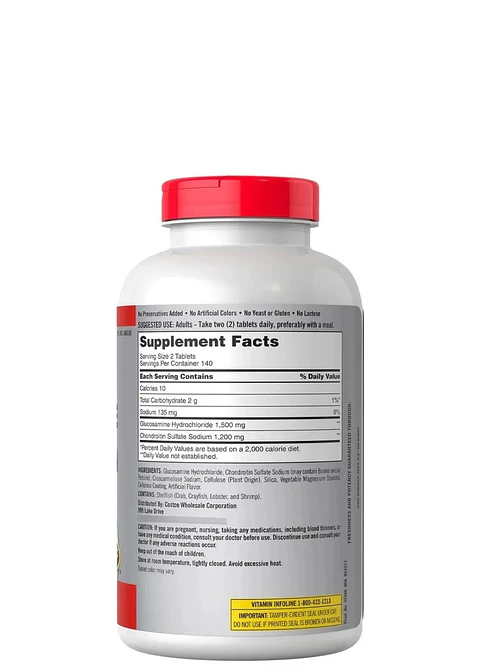 Kirkland Glucosamina + Condroitina 1500 mg | 280 tabletas | Apoyo para articulaciones, cartílagos y movilidad | Alivio y bienestar articular | Colombia