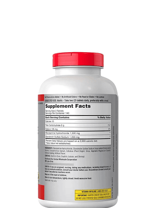 Kirkland Glucosamina + Condroitina 1500 mg | 280 tabletas | Apoyo para articulaciones, cartílagos y movilidad | Alivio y bienestar articular | Colombia