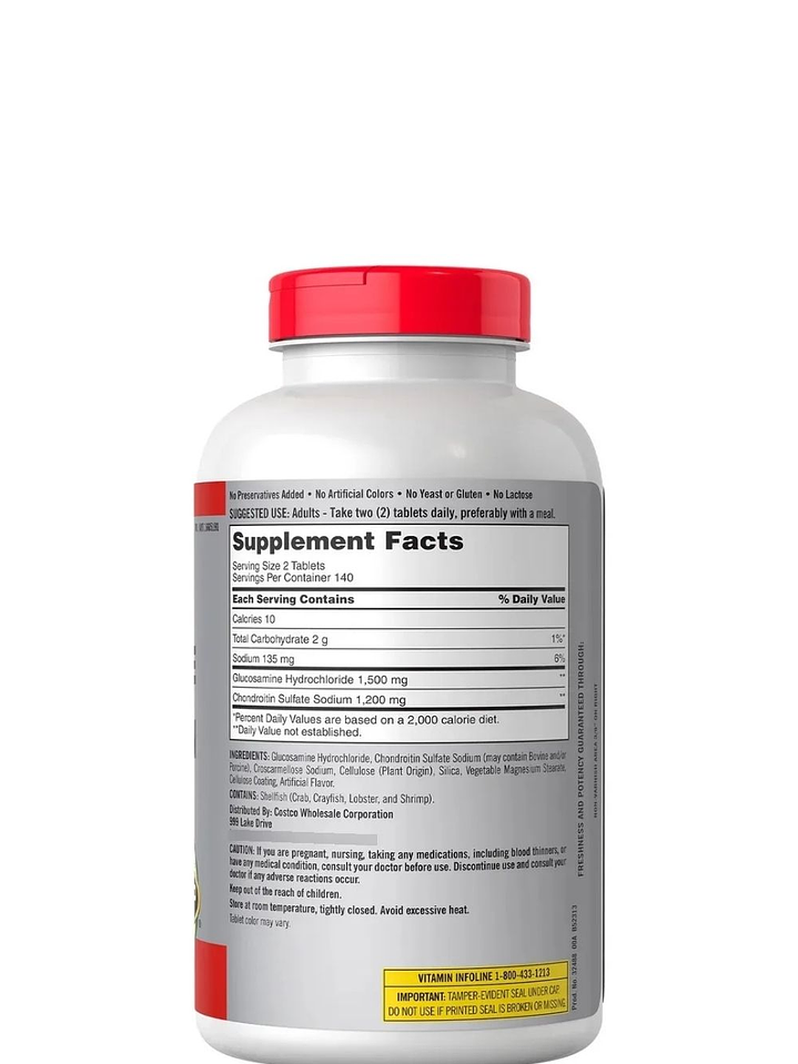 Kirkland Glucosamina + Condroitina 1500 mg | 280 tabletas | Apoyo para articulaciones, cartílagos y movilidad | Alivio y bienestar articular | Colombia 2