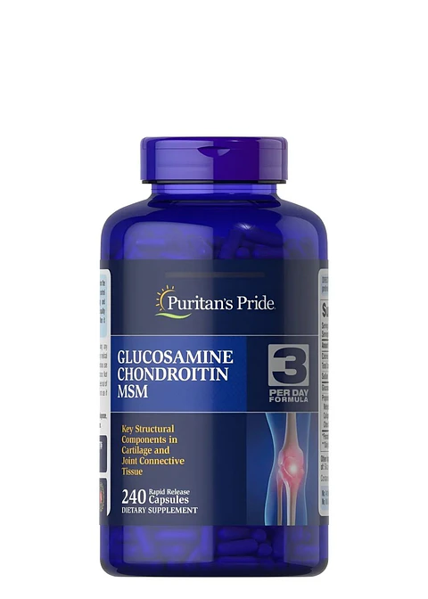 Puritan’s Pride Glucosamina, Condroitina & MSM – 240 Cápsulas | Articulaciones, Movilidad y Cartílago Saludable | Colombia