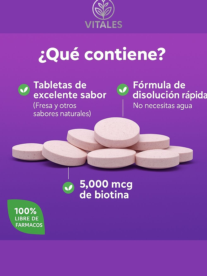 Biotina Natrol 5.000 mcg Fast Dissolve – 250 tabletas | Cabello, Piel y Uñas | Alta absorción y delicioso sabor | Colombia 2