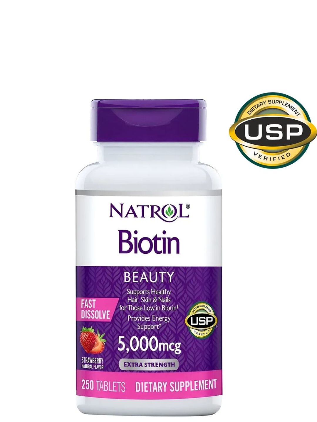 Biotina Natrol 5.000 mcg Fast Dissolve – 250 tabletas | Cabello, Piel y Uñas | Alta absorción y delicioso sabor | Colombia 5