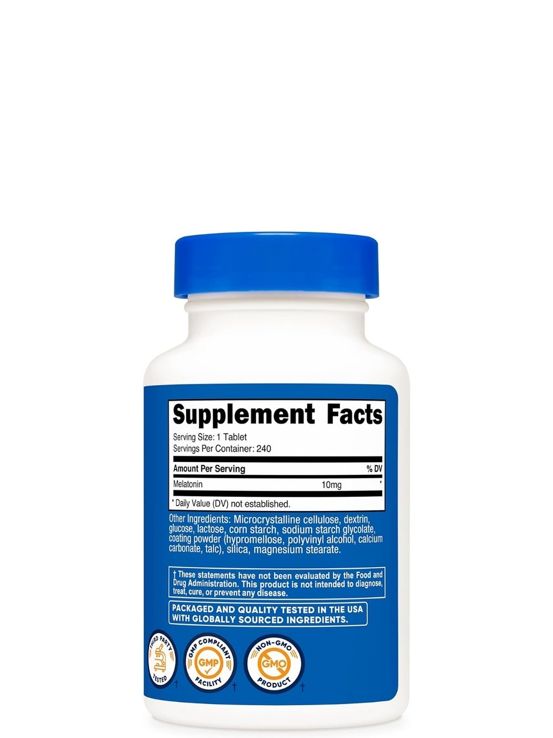 Nutricost Melatonina 10 mg – 240 Tabletas | Sueño Profundo y Descanso Natural | Sin OMG – Sin Gluten – Alta Potencia | Colombia 4