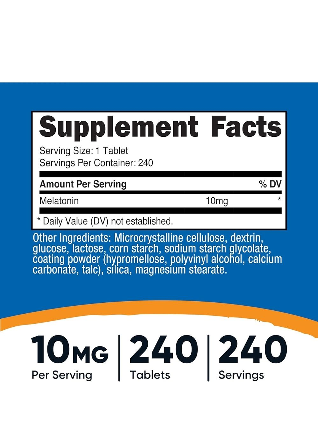 Nutricost Melatonina 10 mg – 240 Tabletas | Sueño Profundo y Descanso Natural | Sin OMG – Sin Gluten – Alta Potencia | Colombia 5