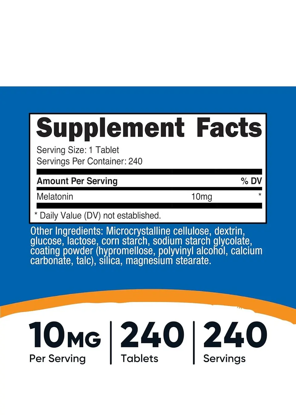 Nutricost Melatonina 10 mg – 240 Tabletas | Sueño Profundo y Descanso Natural | Sin OMG – Sin Gluten – Alta Potencia | Colombia 4