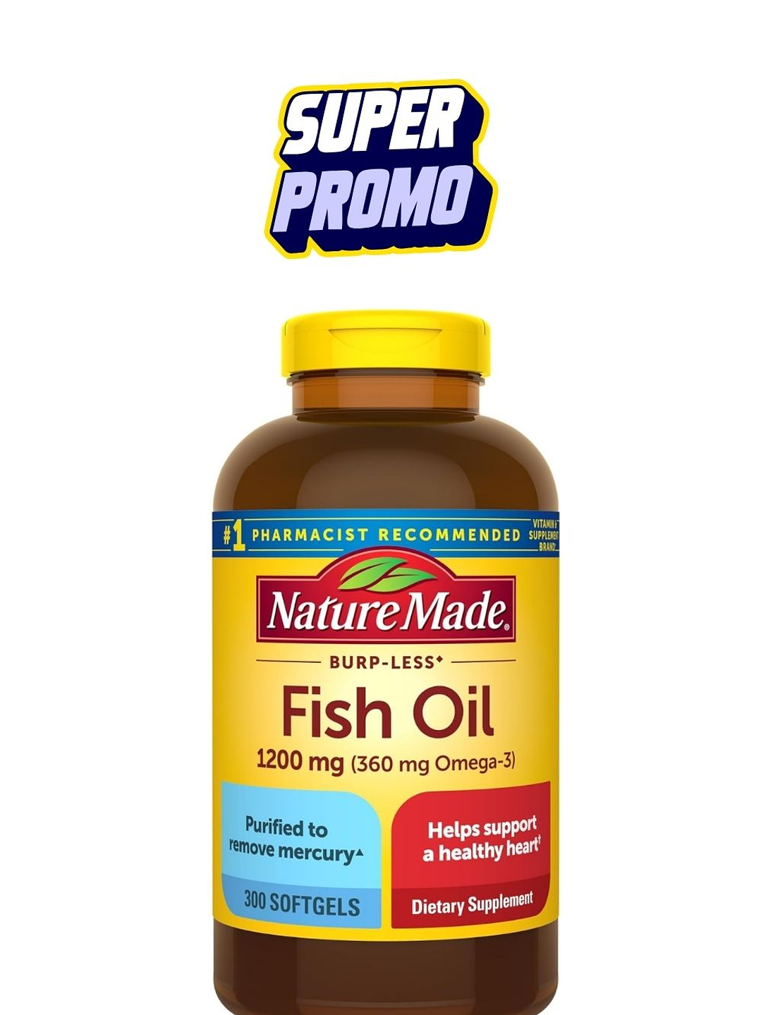 Nature Made Aceite de Pescado 1200 mg Sin Eructos – 300 Cápsulas Blandas | Omega-3 EPA & DHA para Salud del Corazón y Cerebro | Colombia 1
