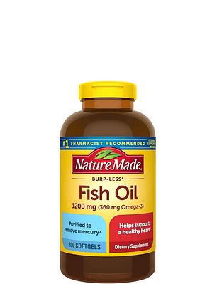 Nature Made Aceite de Pescado 1200 mg Sin Eructos – 300 Cápsulas Blandas | Omega-3 EPA & DHA para Salud del Corazón y Cerebro | Colombia