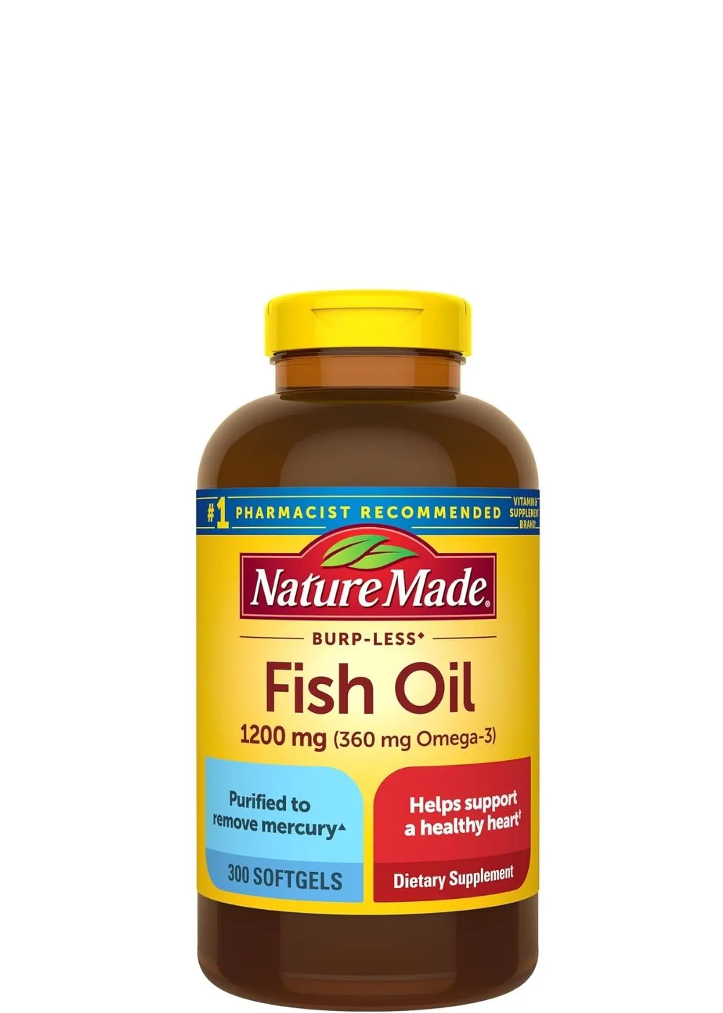 Nature Made Aceite de Pescado 1200 mg Sin Eructos – 300 Cápsulas Blandas | Omega-3 EPA & DHA para Salud del Corazón y Cerebro | Colombia 1