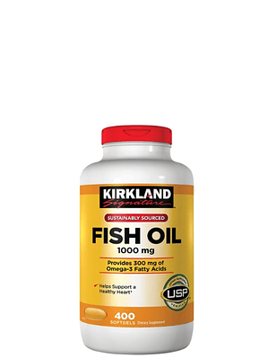 Omega-3 Kirkland Signature 1000 mg – 400 Cápsulas | Salud del corazón, cerebro y articulaciones | Aceite de pescado purificado | Colombia