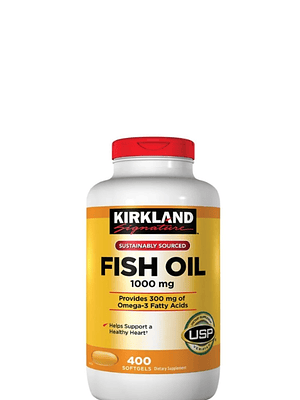 Omega-3 Kirkland Signature 1000 mg – 400 Cápsulas | Salud del corazón, cerebro y articulaciones | Aceite de pescado purificado | Colombia