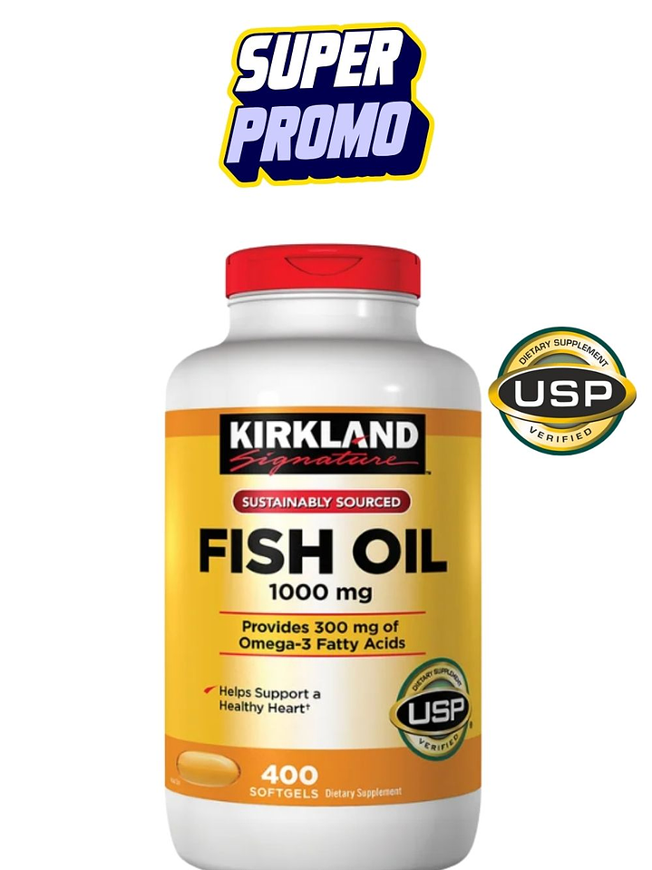 Omega-3 Kirkland Signature 1000 mg – 400 Cápsulas | Salud del corazón, cerebro y articulaciones | Aceite de pescado purificado | Colombia 1