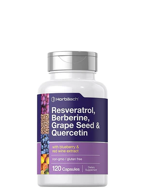 Resveratrol Berberina Semilla de Uva y Quercetina Horbäach – 120 Cápsulas | Antioxidante Premium para Energía, Inmunidad y Salud Celular | Sin OMG y Sin Gluten | Colombia