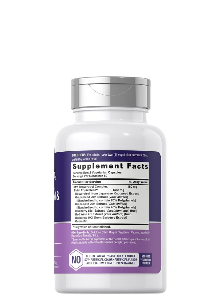 Resveratrol Berberina Semilla de Uva y Quercetina Horbäach – 120 Cápsulas | Antioxidante Premium para Energía, Inmunidad y Salud Celular | Sin OMG y Sin Gluten | Colombia 3