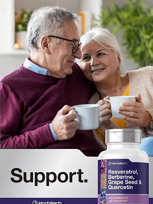 Resveratrol Berberina Semilla de Uva y Quercetina Horbäach – 120 Cápsulas | Antioxidante Premium para Energía, Inmunidad y Salud Celular | Sin OMG y Sin Gluten | Colombia