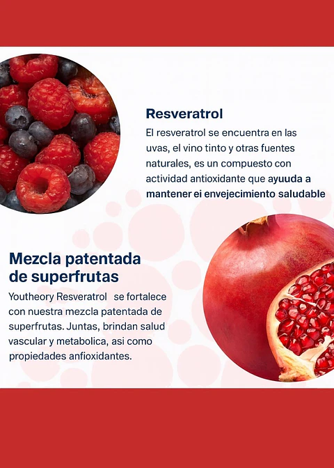Youtheory Resveratrol con Acerola – 290 tabletas | Potente Antioxidante, Antienvejecimiento y Sistema Inmune | Colombia