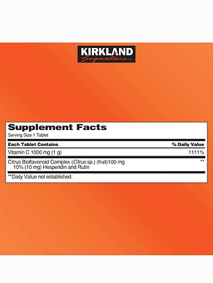Vitamina C Kirkland 1000mg | 500 tabletas | Alta potencia | Refuerzo inmunológico y antioxidante |Colombia