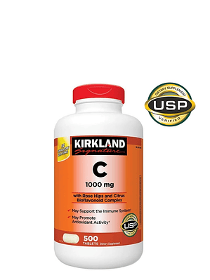 Vitamina C Kirkland 1000mg | 500 tabletas | Alta potencia | Refuerzo inmunológico y antioxidante |Colombia