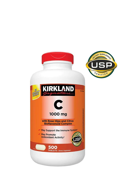 Vitamina C Kirkland 1000mg | 500 tabletas | Alta potencia | Refuerzo inmunológico y antioxidante |Colombia