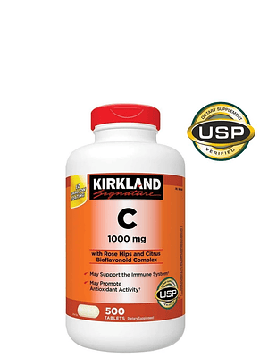 Vitamina C Kirkland 1000mg | 500 tabletas | Alta potencia | Refuerzo inmunológico y antioxidante |Colombia