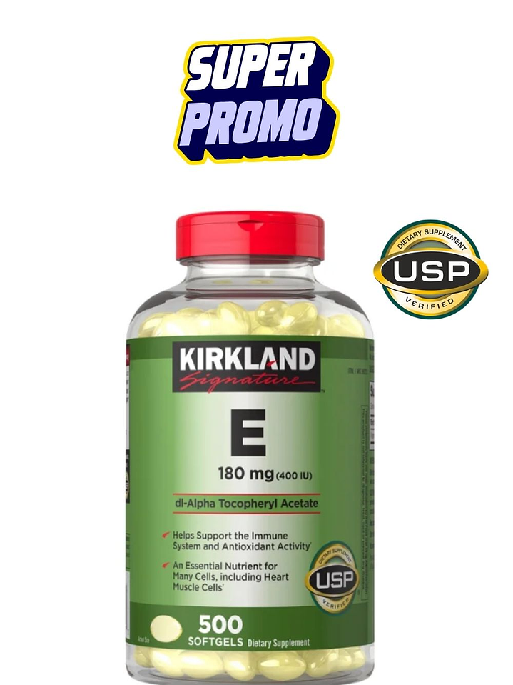 Vitamina E Kirkland 400 IU | 500 cápsulas blandas | Antioxidante premium para piel, corazón e inmunidad | Colombia 1