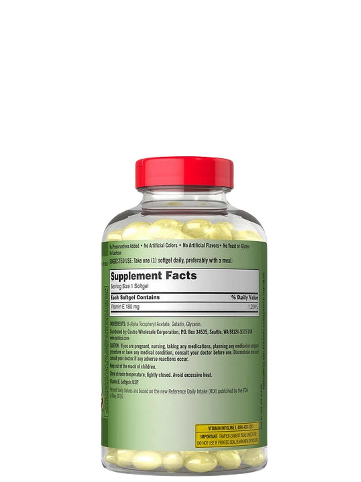 Vitamina E Kirkland 400 IU | 500 cápsulas blandas | Antioxidante premium para piel, corazón e inmunidad | Colombia 2