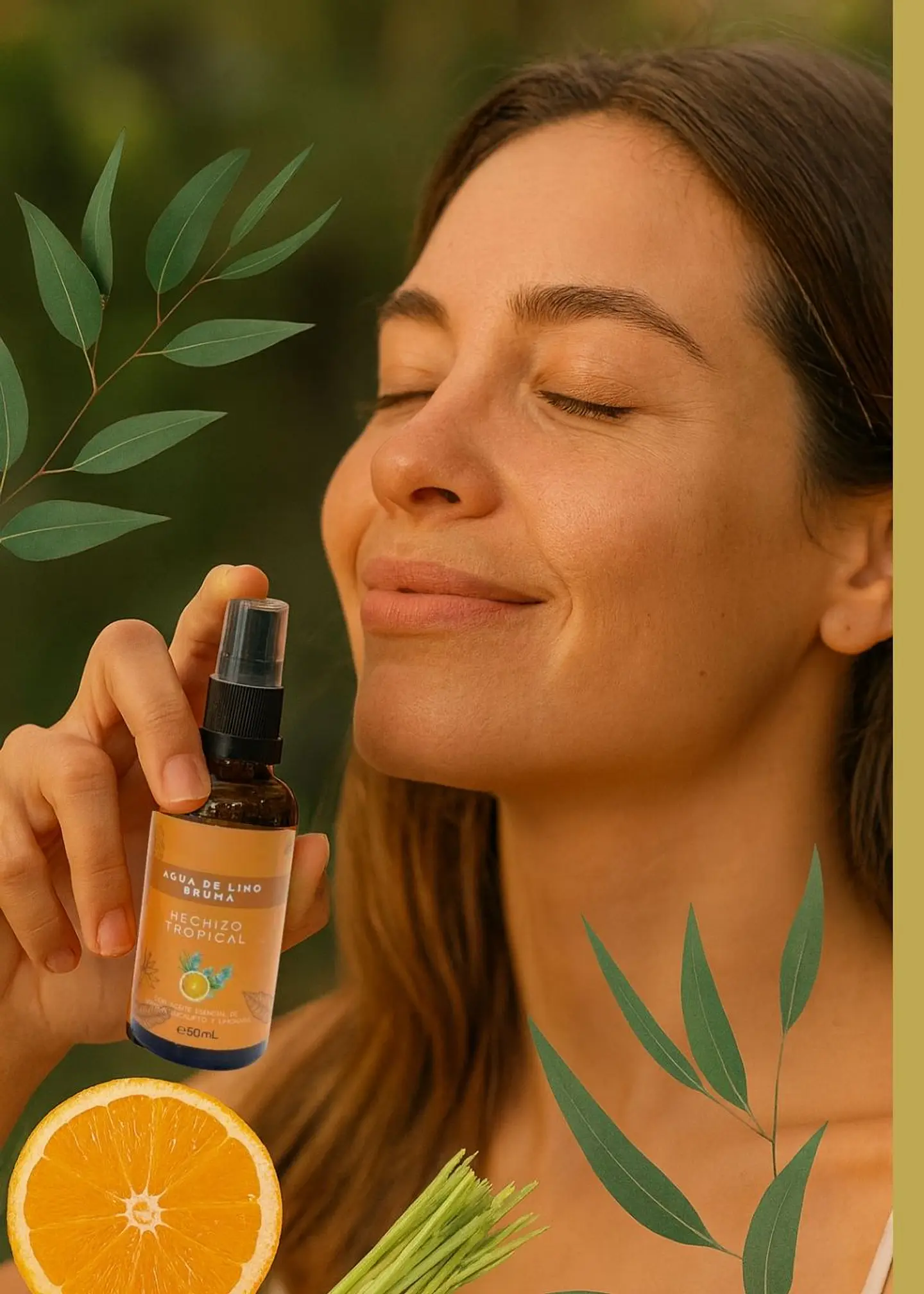 Bruma Aromatizante Natural con Aceites Esenciales de Naranja, Eucalipto y Limonaria 50ml | Aromaterapia Botánica | Colombia 2