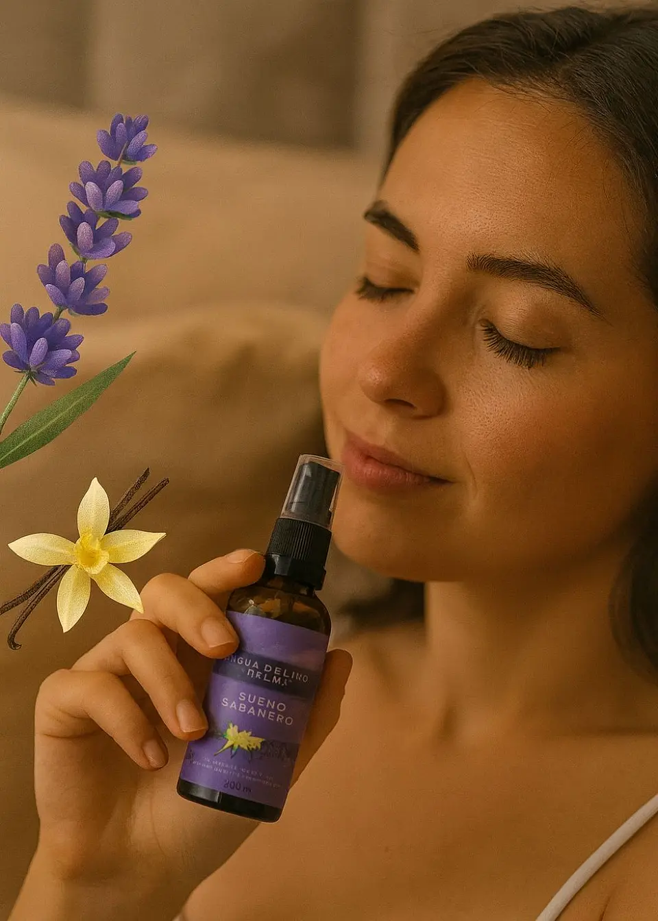 Bruma Aromatizante Natural Sueño Sabanero con Aceite Esencial de Lavanda y Vainilla 50ml  | Relajación y Descanso Profundo | Colombia 2