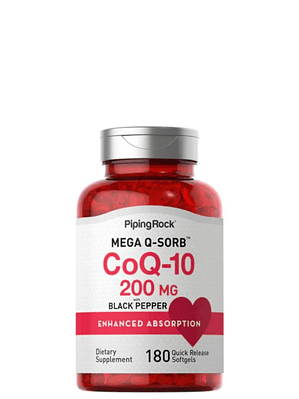 Coenzima CoQ-10 Piping Rock 200 mg 180 Cápsulas | Energía Celular y Salud Cardiovascular | Alta Potencia | Colombia