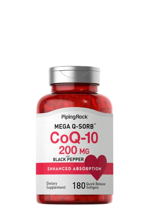 Coenzima CoQ-10 Piping Rock 200 mg 180 Cápsulas | Energía Celular y Salud Cardiovascular | Alta Potencia | Colombia
