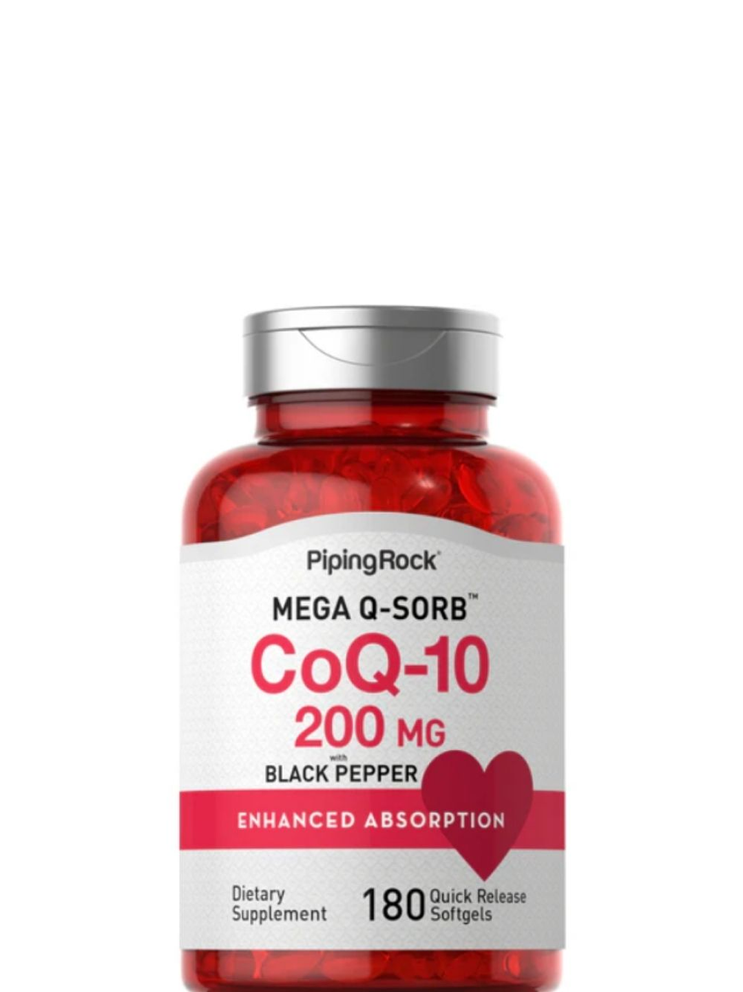 Coenzima CoQ-10 Piping Rock 200 mg 180 Cápsulas | Energía Celular y Salud Cardiovascular | Alta Potencia | Colombia 1