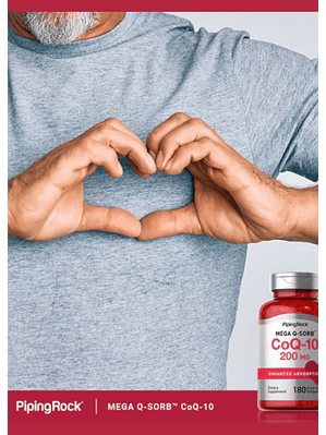 Coenzima CoQ-10 Piping Rock 200 mg 180 Cápsulas | Energía Celular y Salud Cardiovascular | Alta Potencia | Colombia