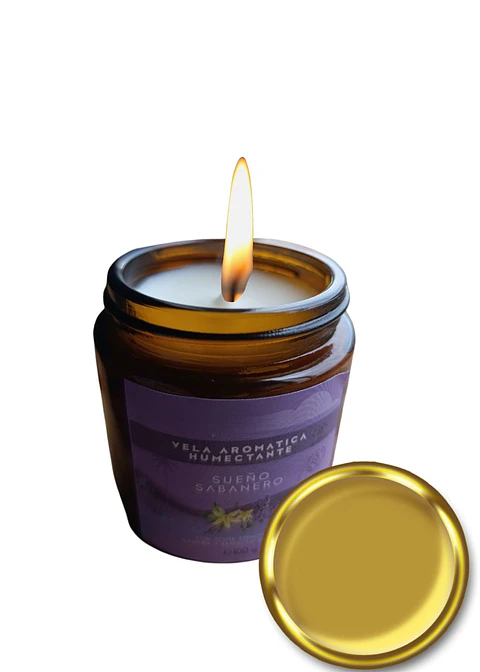 Vela Aromática Humectante Natural con Aceites Esenciales Lavanda y Vainilla 100g | Doble Propósito: Aromatiza y Nutre la Piel | Cera de Soya, Coco y Karité  | Libre de Fragancias Sintéticas | Colombia