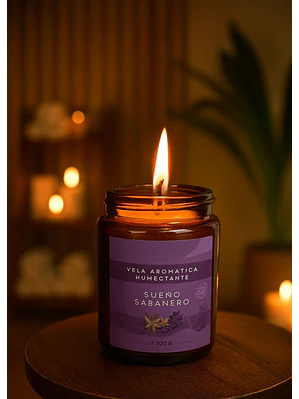 Vela Aromática Humectante Natural con Aceites Esenciales Lavanda y Vainilla 100g | Doble Propósito: Aromatiza y Nutre la Piel | Cera de Soya, Coco y Karité  | Libre de Fragancias Sintéticas | Colombia
