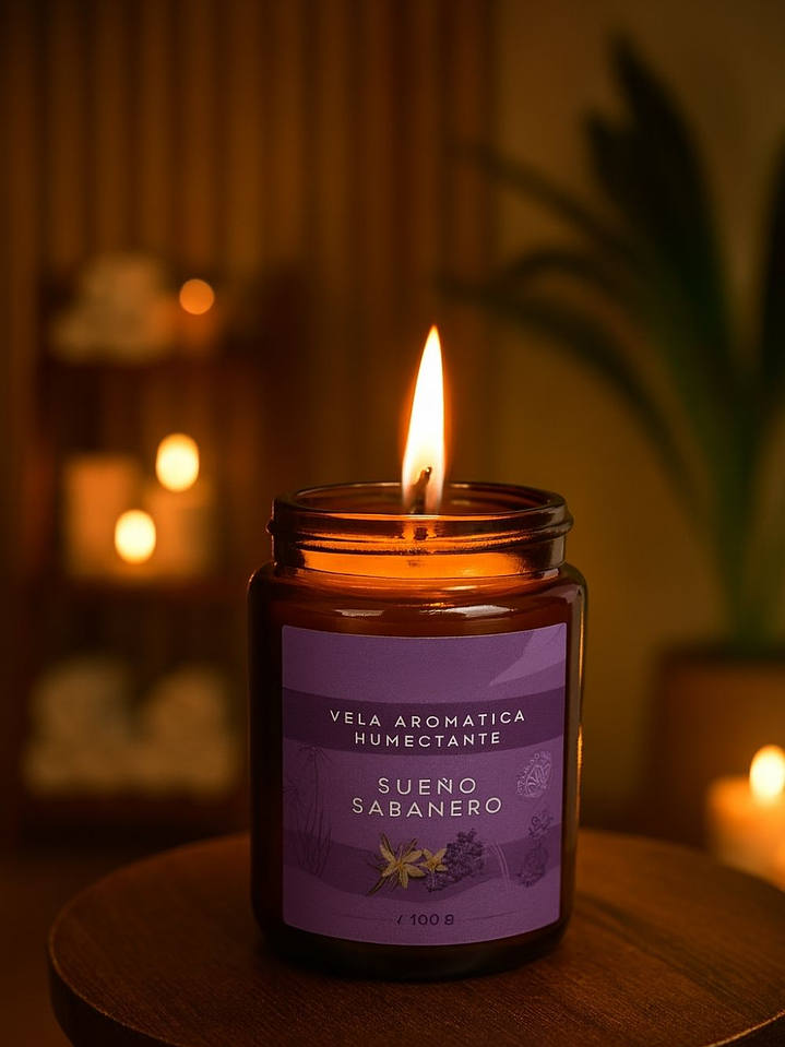 Vela Aromática Humectante de Lavanda y Vainilla 100g | Doble Propósito: Aromatiza y Nutre la Piel | Cera de Soya, Coco y Karité | Aceites Esenciales Puros | Libre de Fragancias Sintéticas | Colombia 2