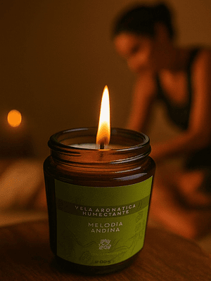 Vela Aromática Humectante Natural con Aceites Esenciales de Cidrón y Manzanilla 100g | Doble Propósito: Aroma & Hidratación | Cera de Soya, Coco y Karité | Libre de Fragancias Sintéticas | Colombia