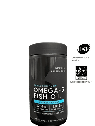 Sport Research  | Omega 3 1055 mg  150 capsulas EPA + DHA de alta potencia | Apoyo al corazón, articulaciones y memoria | Colombia