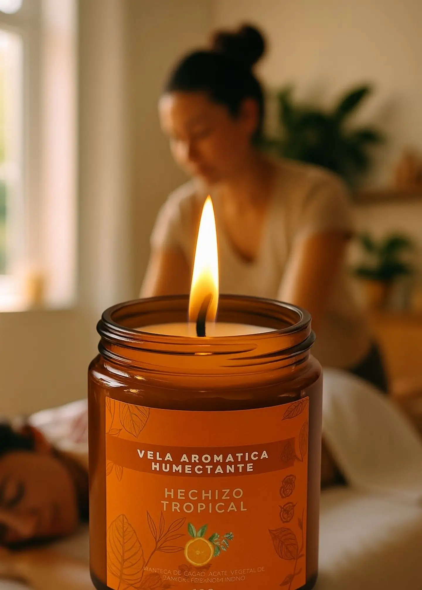 Vela Aromática Humectante Natural con Aceites Esenciales de Naranja, Eucalipto y Limonaria | Doble Propósito: Aroma & Hidratación 100g | Cera de Soya, Coco y Karité | Sin Fragancias Sintéticas | Colom 2