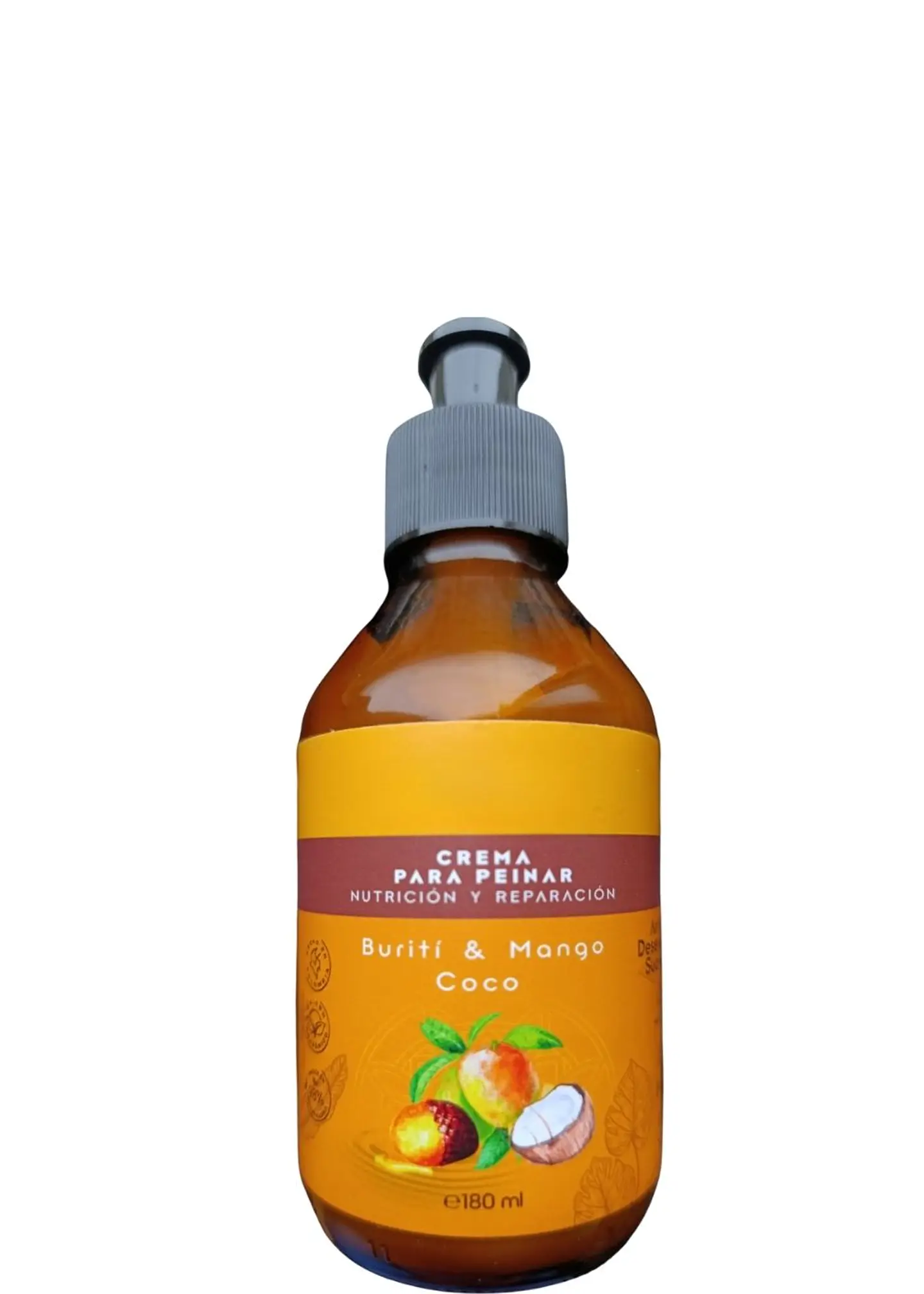 Crema para Peinar Natural con Buriti, Mango y Coco 180 ml | Acondiciona, Desenreda y Da Volumen | 98% Origen Natural | Libre de Fragancias Sintéticas | Colombia 1
