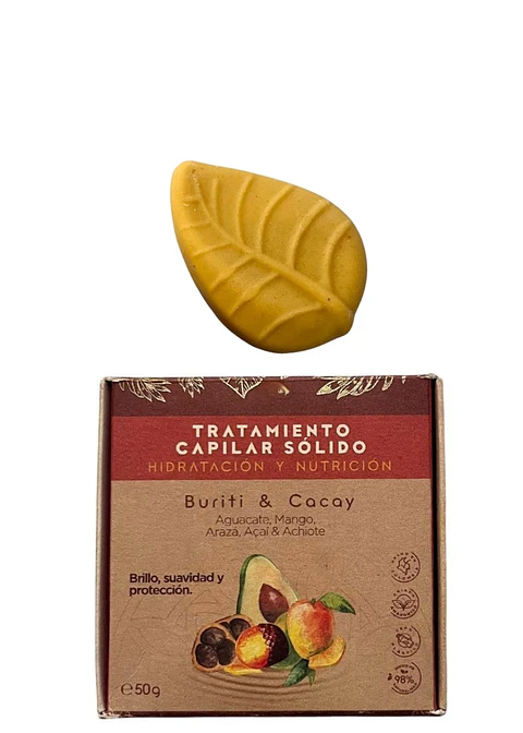 Tratamiento Capilar Sólido Hidratación y Nutrición con burití, açaí, arazá, mango, achiote y mango 50g | Natural, Sin Agua y Eco-friendly | Colombia