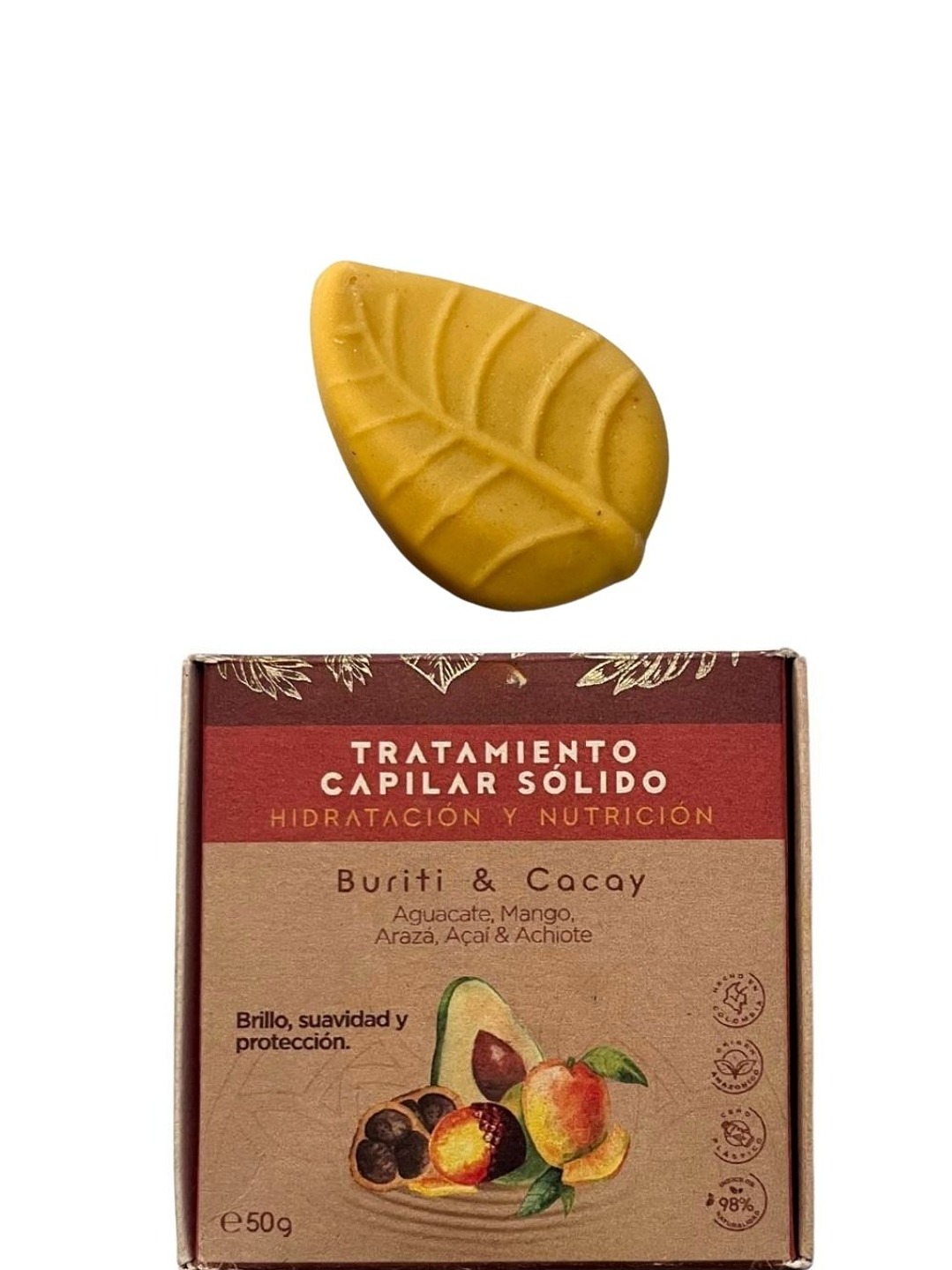 Tratamiento Capilar Sólido Hidratación y Nutrición con burití, açaí, arazá, mango, achiote y mango 50g | Natural, Sin Agua y Eco-friendly | Colombia 1