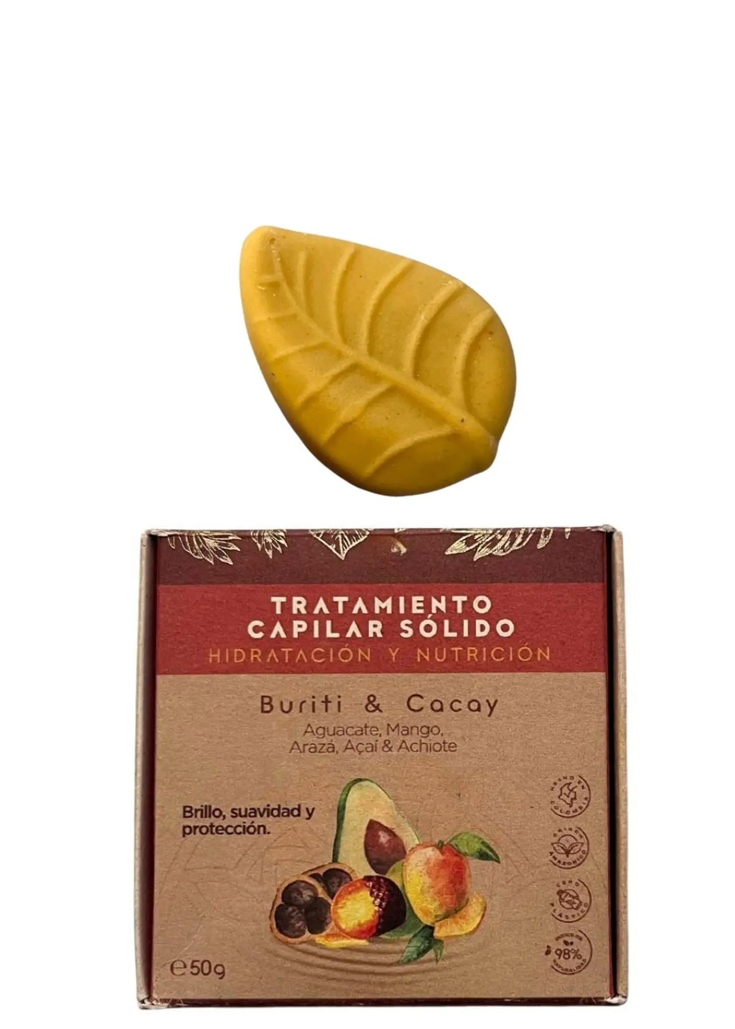 Tratamiento Capilar Sólido Hidratación y Nutrición con burití, açaí, arazá, mango, achiote y mango 50g | Natural, Sin Agua y Eco-friendly | Colombia 1