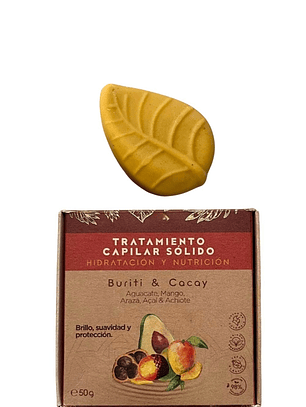 Tratamiento Capilar Sólido Hidratación y Nutrición con burití, açaí, arazá, mango, achiote y mango 50g | Natural, Sin Agua y Eco-friendly | Colombia