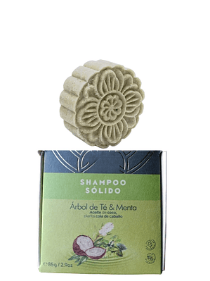 Shampoo Sólido Natural de Menta y Árbol de Té 85g | Cabello Graso | Vegano y Libre de Químicos | Colombia