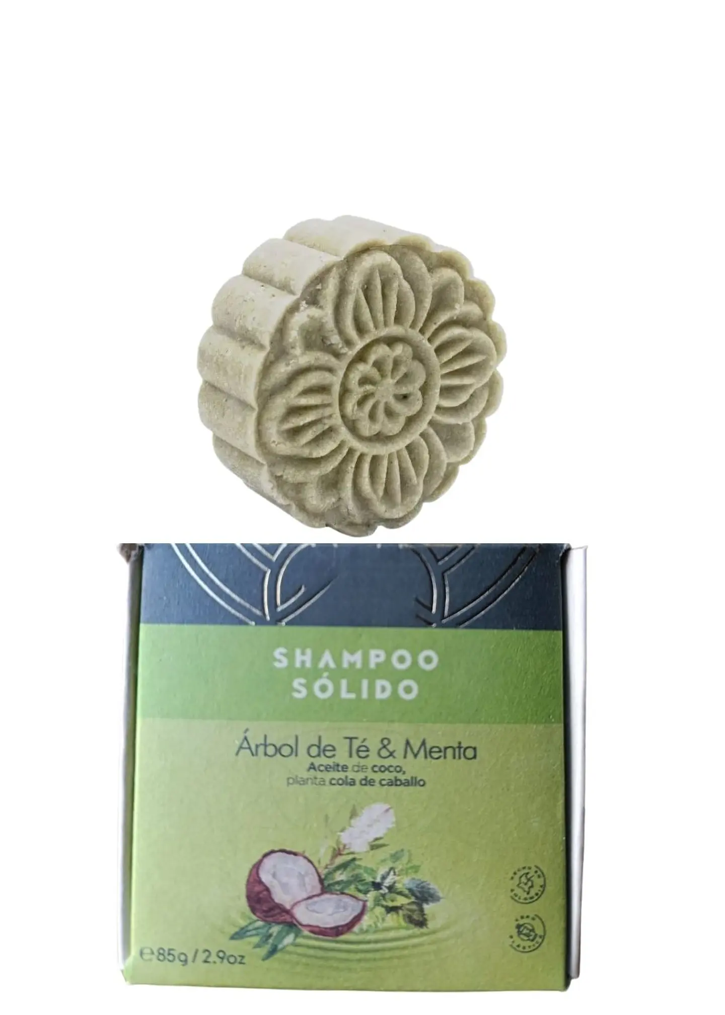 Shampoo Sólido Natural de Menta y Árbol de Té 85g | Cabello Graso | Vegano y Libre de Químicos | Colombia 1