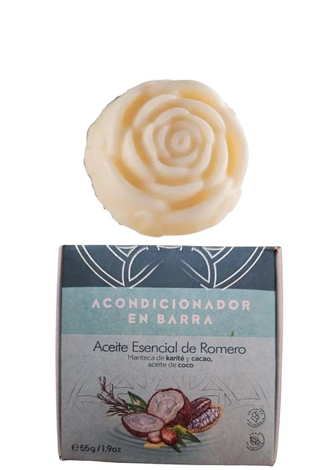Acondicionador Sólido de Romero, Karité, Cacao y Coco 55g | Hidratación Profunda | Todo Tipo de Cabello | Vegano | Colombia 