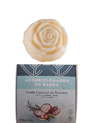 Acondicionador Sólido de Romero, Karité, Cacao y Coco 55g | Hidratación Profunda | Todo Tipo de Cabello | Vegano | Colombia 